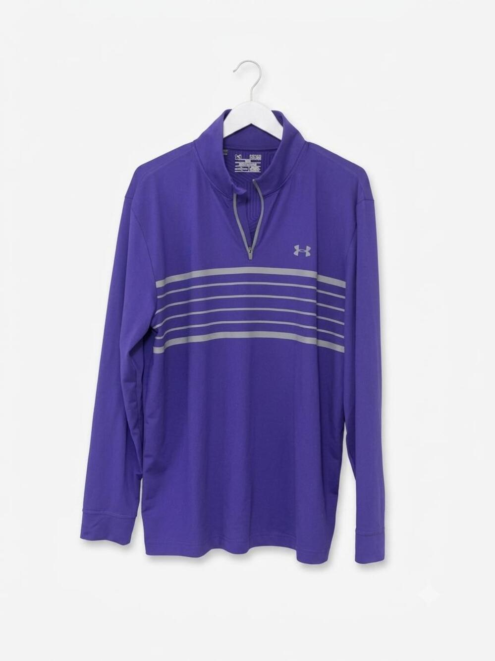 Under Armour Men's Purple and Gray Quarter-Zip Pullover